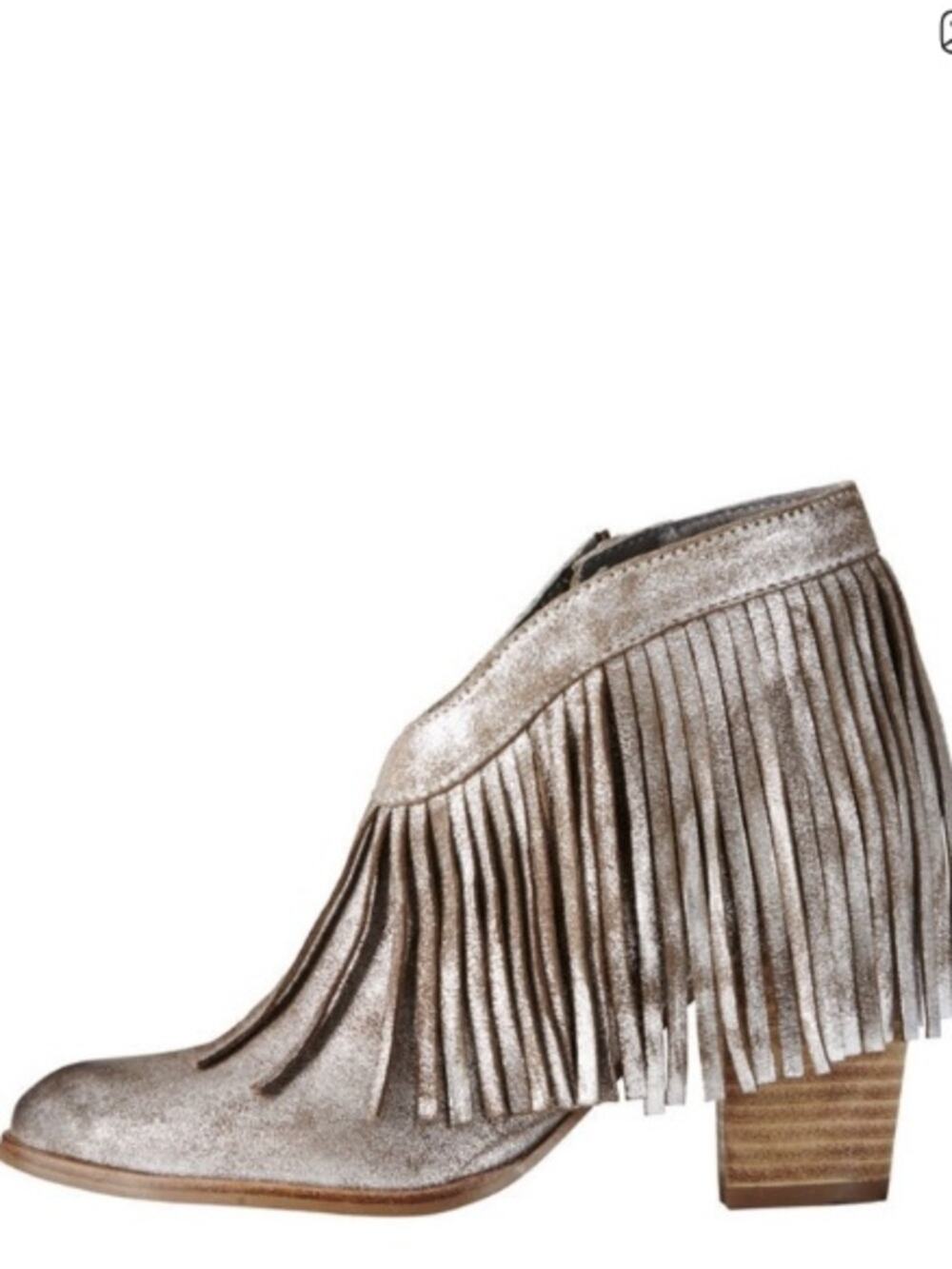 Ariat Unbridled Layla Fringe Ankle Boot in Metallic Taupe Brown size 7